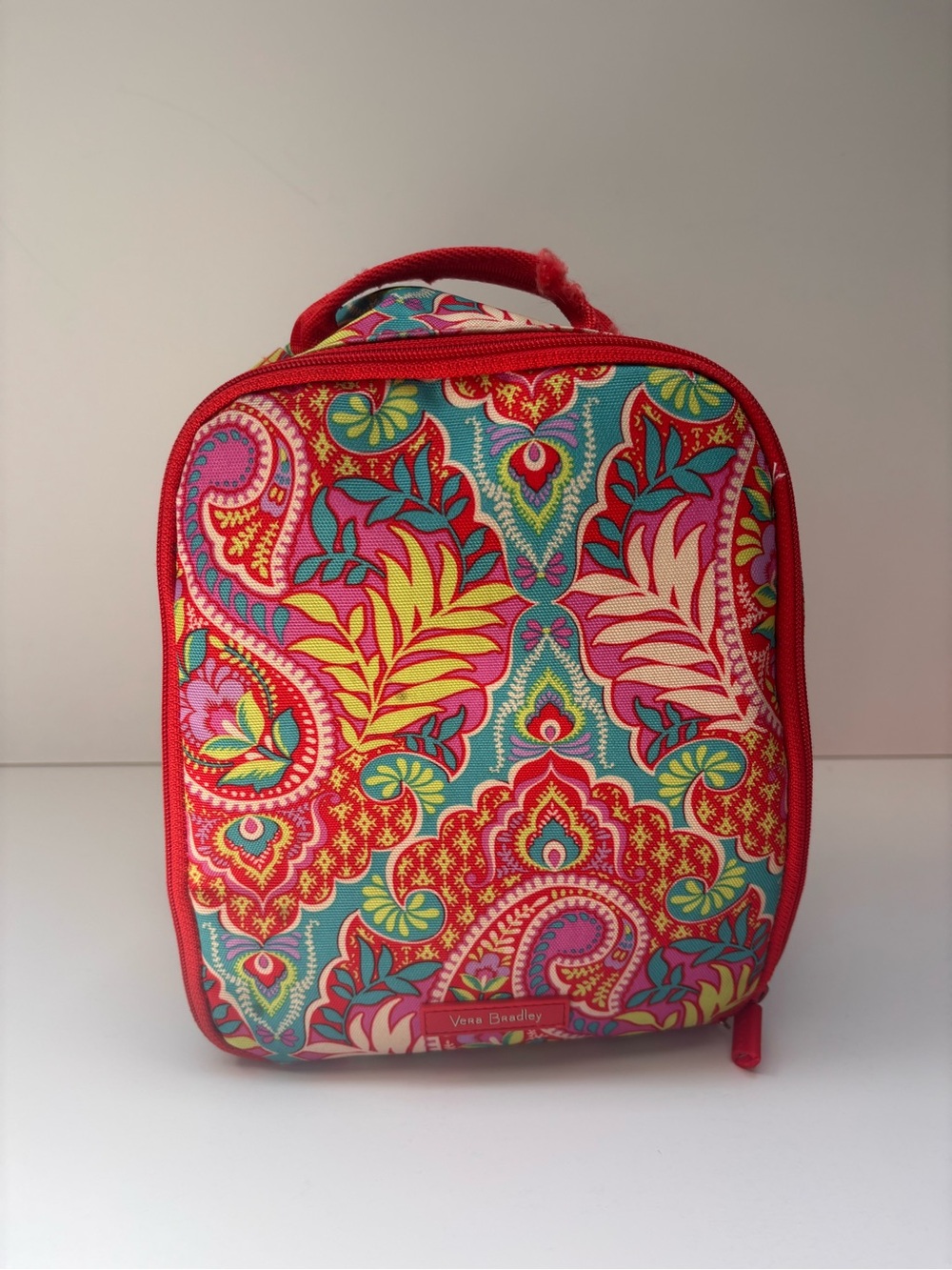 Vera Bradley Red Teal Pink Paisley Lunch Tote